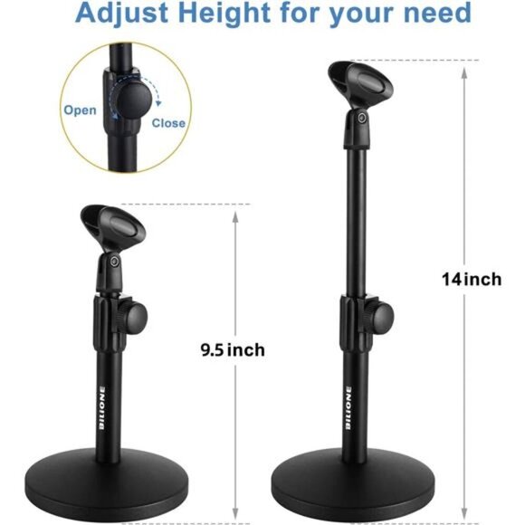 Upgraded Desktop Microphone Stand, Adjustable Mic Stand Desk with Pop Filter - Picture 5 of 7